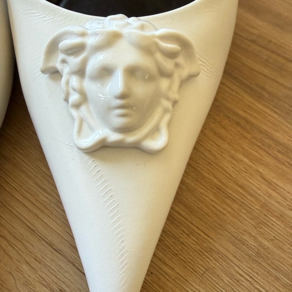 Versace White Pointed Toe Slingback Heels - Picture 8 of 9